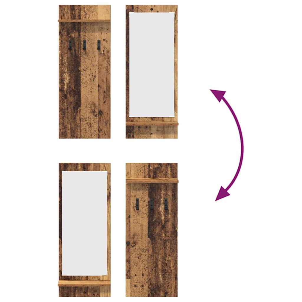 Porte-manteau mural avec étagère Bois ancien 70 x 10 x 90 cm - XIOS