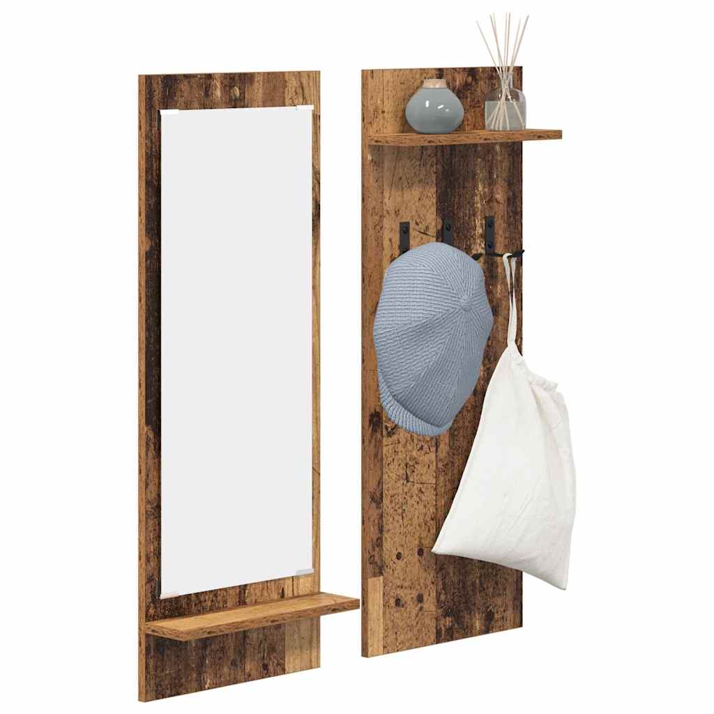 Porte-manteau mural avec étagère Bois ancien 70 x 10 x 90 cm - XIOS