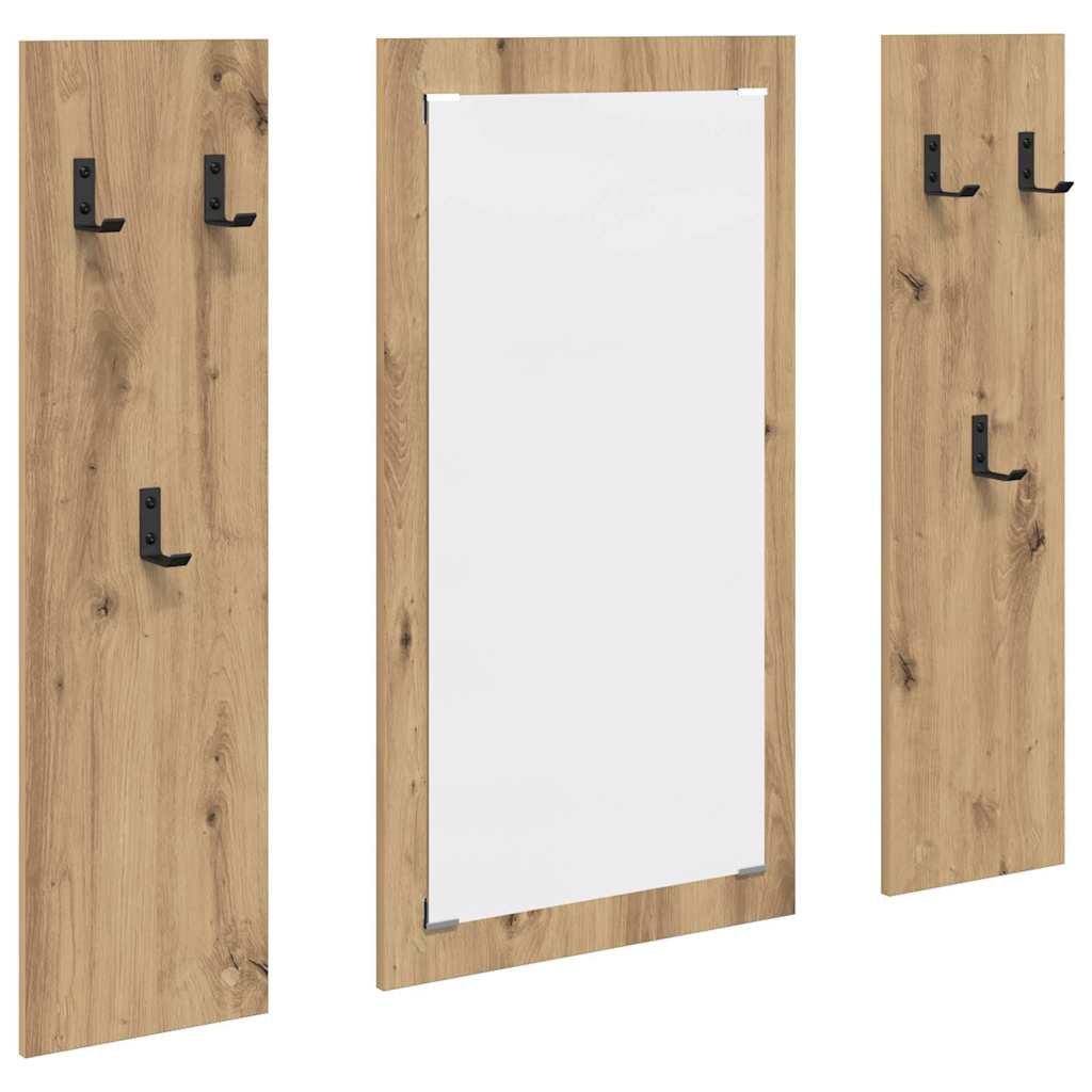 Porte-manteau mural chêne artisanal 96 x 1,5 x 90 cm - XIOS