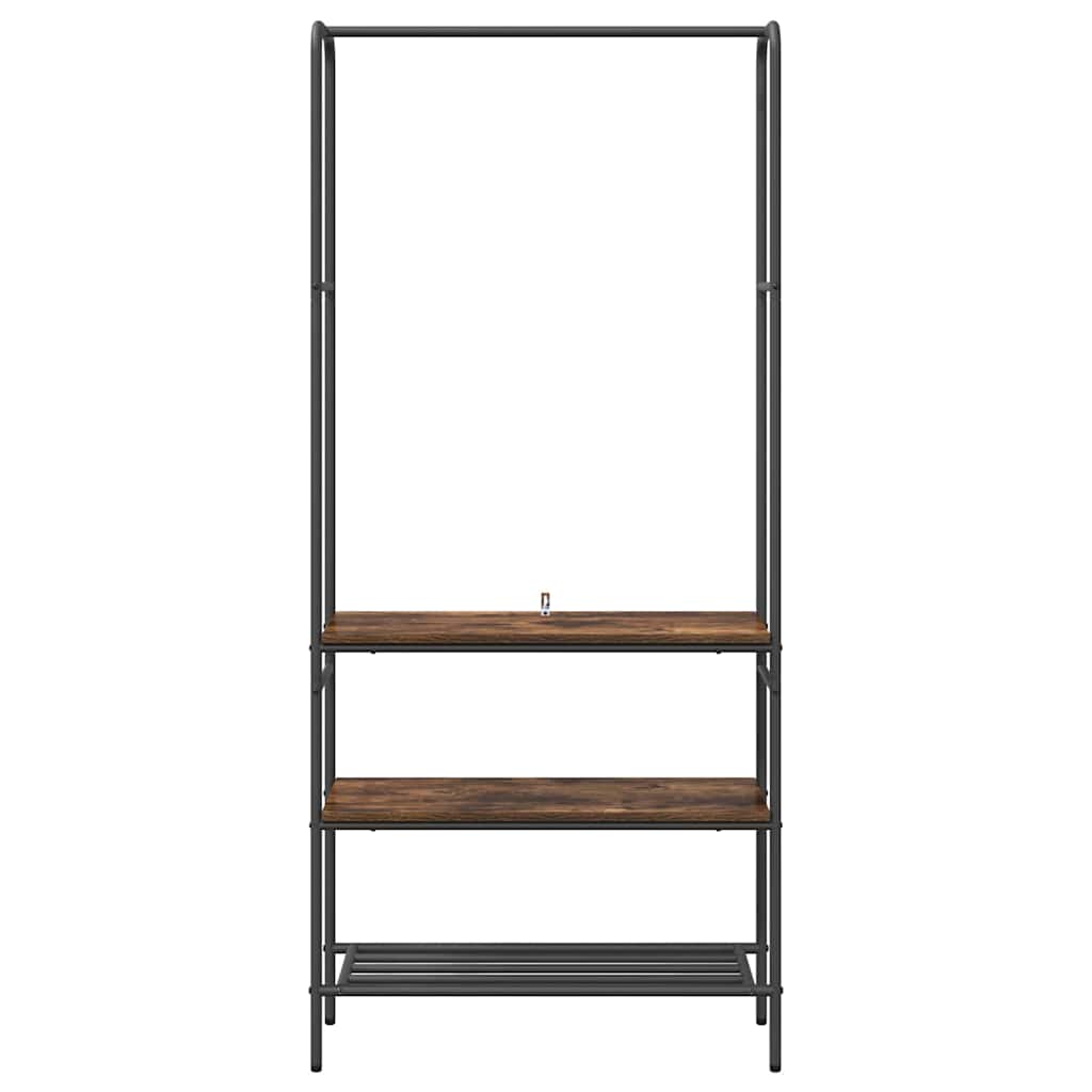 Portant à vêtements avec étagères Chêne fumé 77 x 30 x 171 cm - XIOS