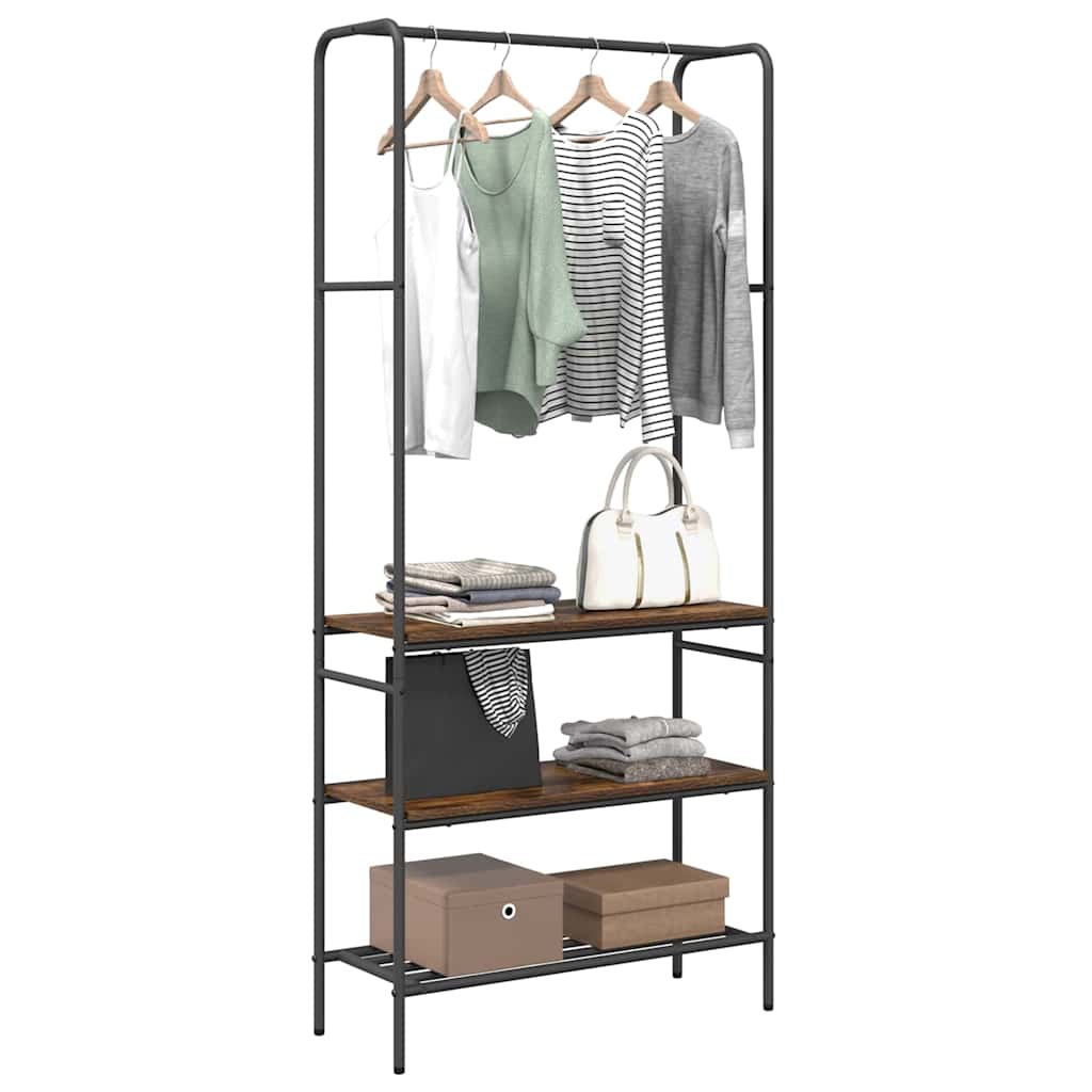 Portant à vêtements avec étagères Chêne fumé 77 x 30 x 171 cm - XIOS