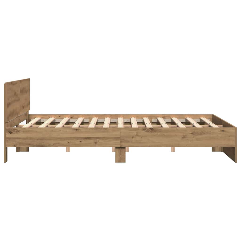 Cadre de lit avec tête de lit Chêne artisanal 203 x 185 x 70 cm - XIOS