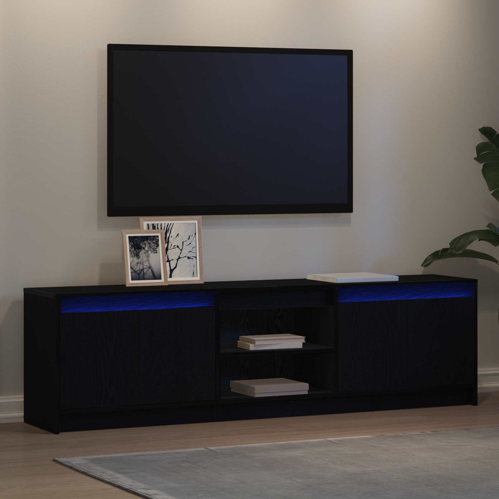 Unites TV 2 pcs Noir 180 x 34 x 50 cm Bois d'ingénierie - XIOS