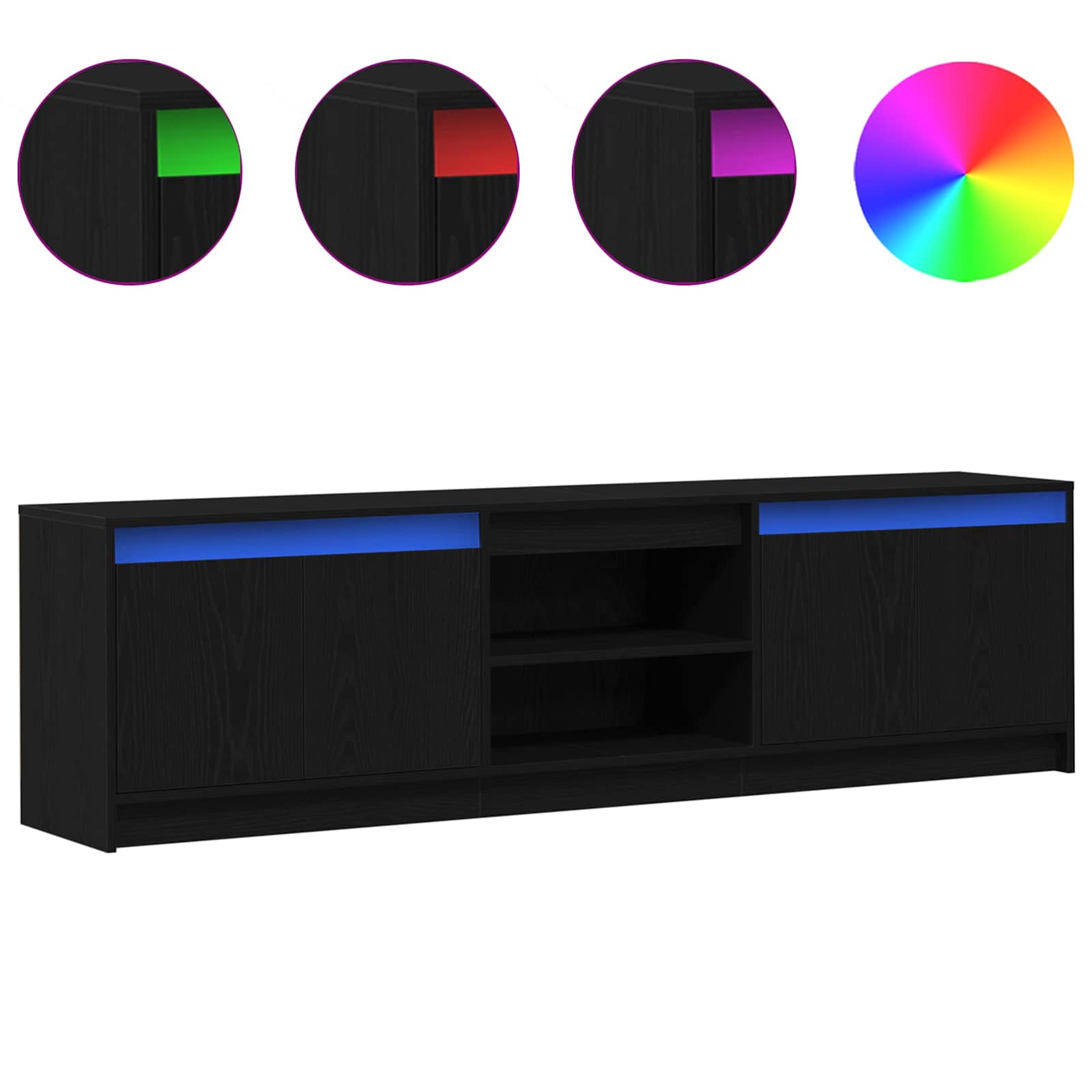 Unites TV 2 pcs Noir 180 x 34 x 50 cm Bois d'ingénierie - XIOS