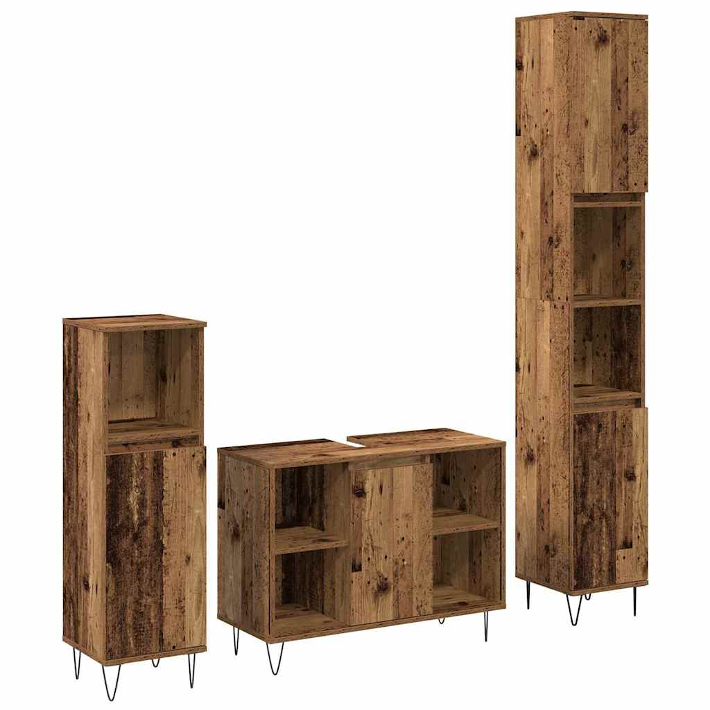 Ensemble de mobilier de salle de bain 3 pc Bois Ancien