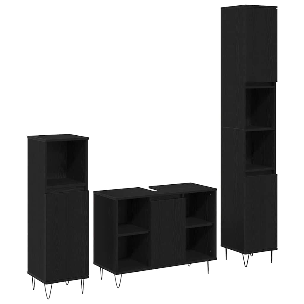 Ensemble de mobilier de salle de bain 3 pc Chêne noir
