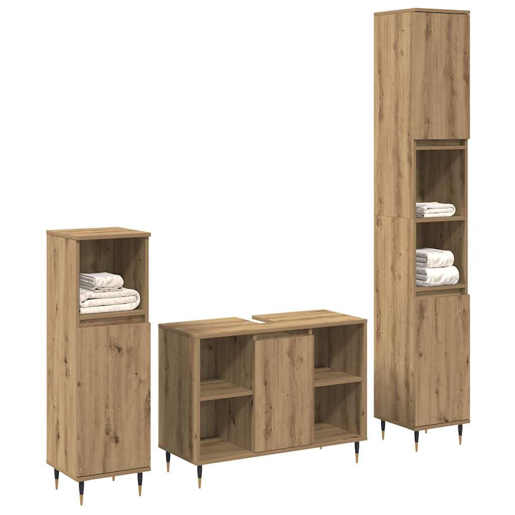 Ensemble de mobilier de salle de bain 3 pc Chêne artisanal