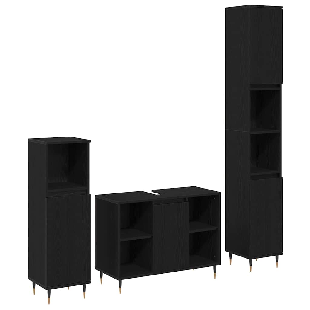 Ensemble de mobilier de salle de bain 3 pc Chêne noir