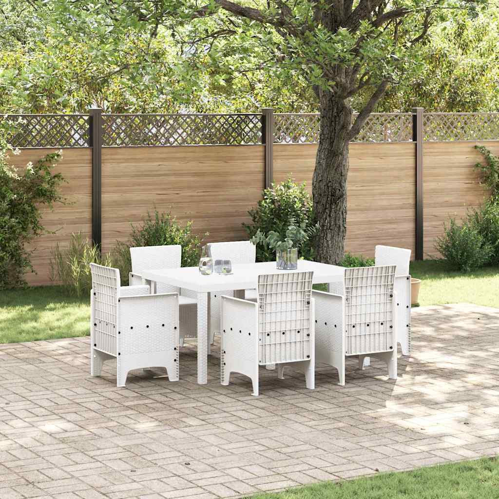 Ensemble de salle à manger pour jardin 7 pc Blanc Rattan Polt