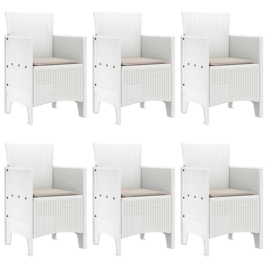 Ensemble de salle à manger pour jardin 7 pc Blanc Rattan Polt