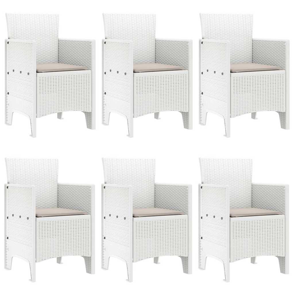 Ensemble de salle à manger pour jardin 7 pc Blanc Rattan Polt
