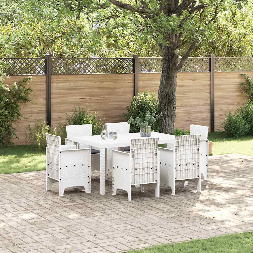 Ensemble de salle à manger pour jardin 7 pc Blanc Rattan Polt