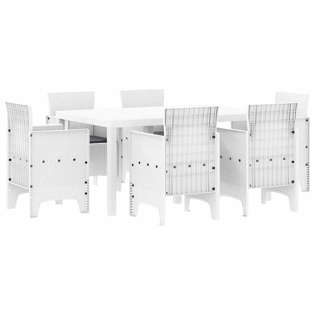 Ensemble de salle à manger pour jardin 7 pc Blanc Rattan Polt