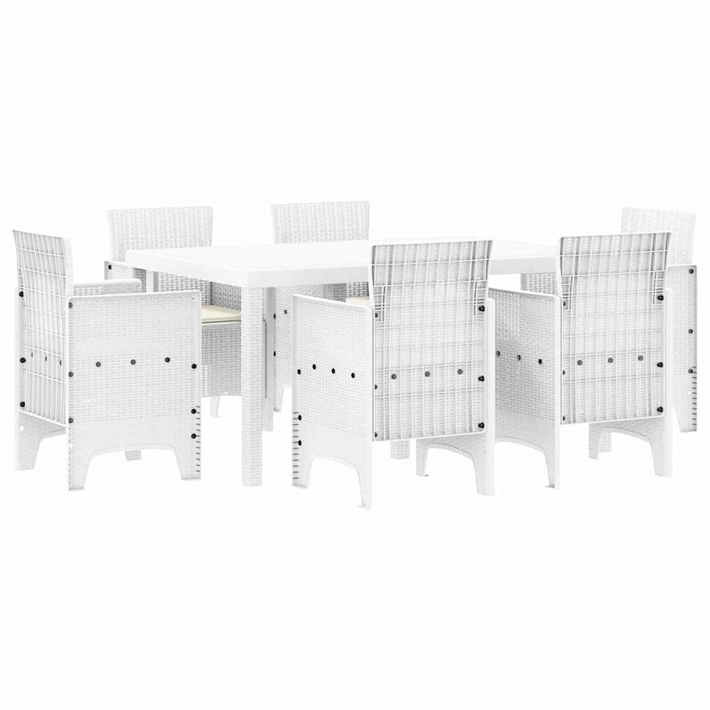 Ensemble de salle à manger pour jardin 7 pc Blanc Rattan Polt