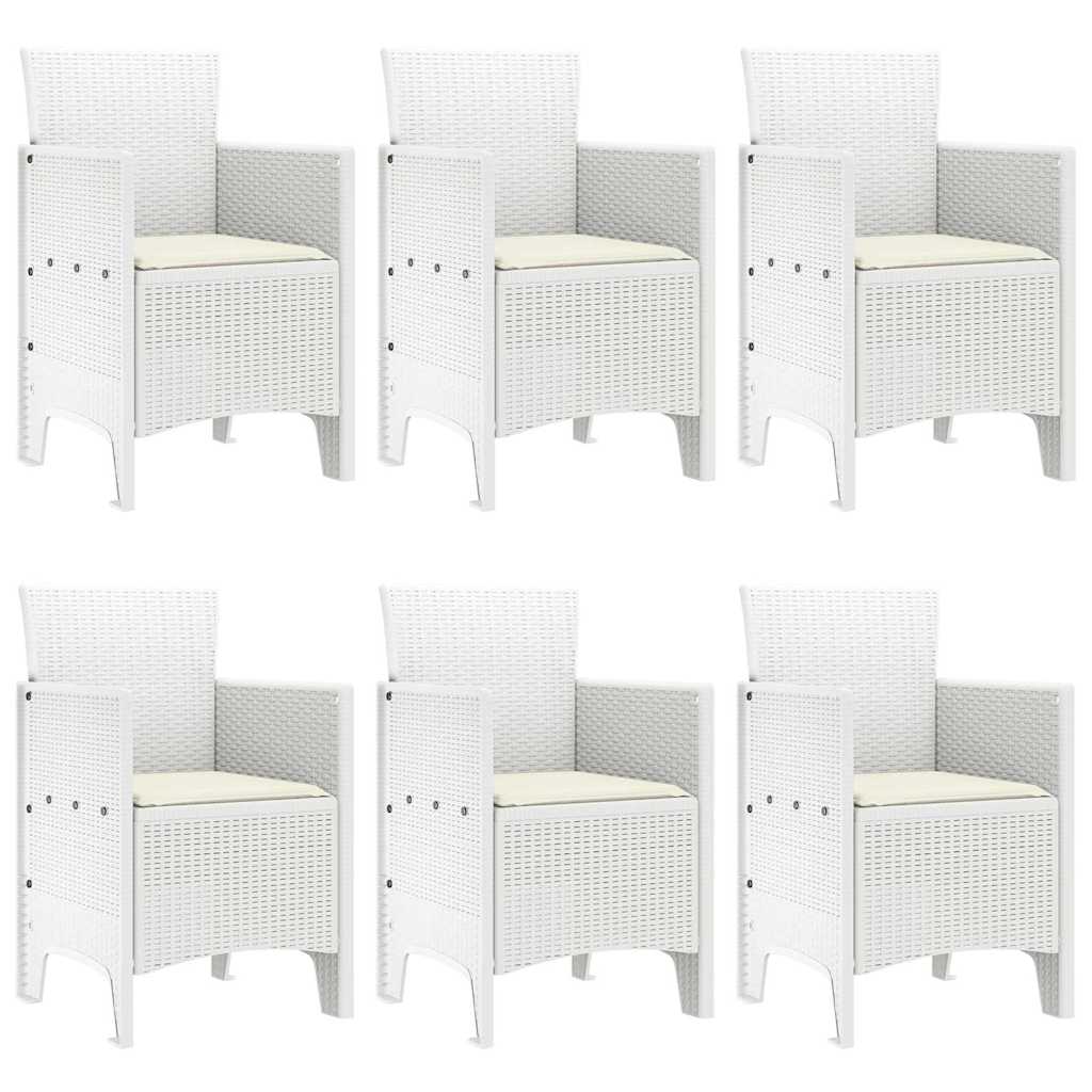 Ensemble de salle à manger pour jardin 7 pc Blanc Rattan Polt