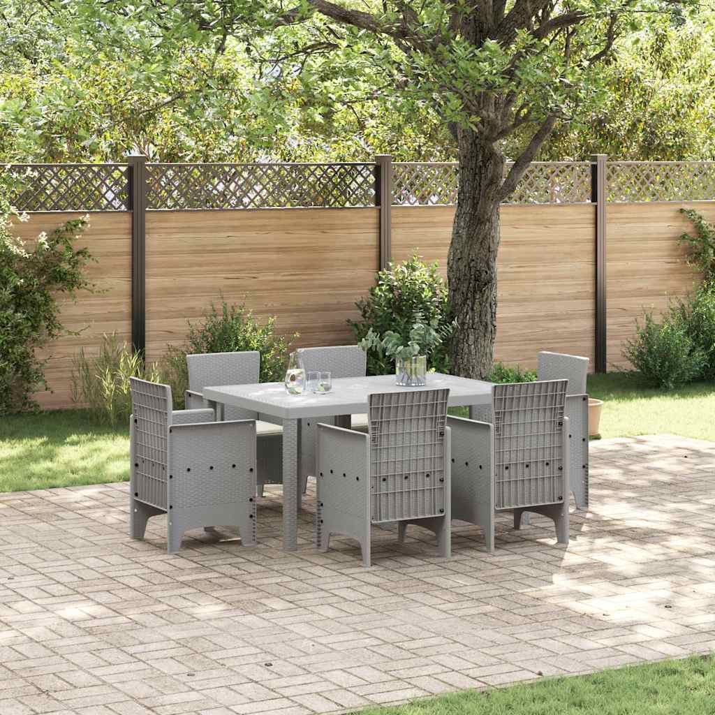 Ensemble de salle à manger pour jardin 7 pc Gris clair