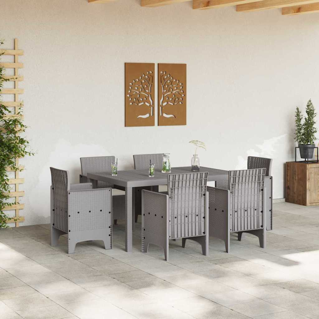 Ensemble de salle à manger pour jardin 7 pc Gris clair