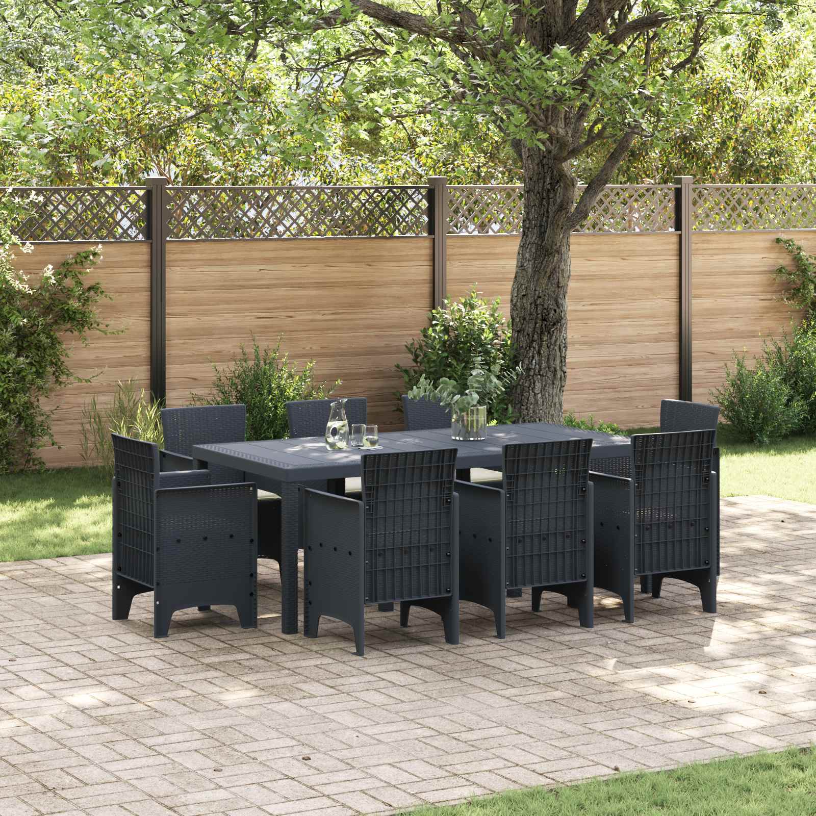 Ensemble de salle à manger pour jardin 9 pcs Anthracite - XIOS