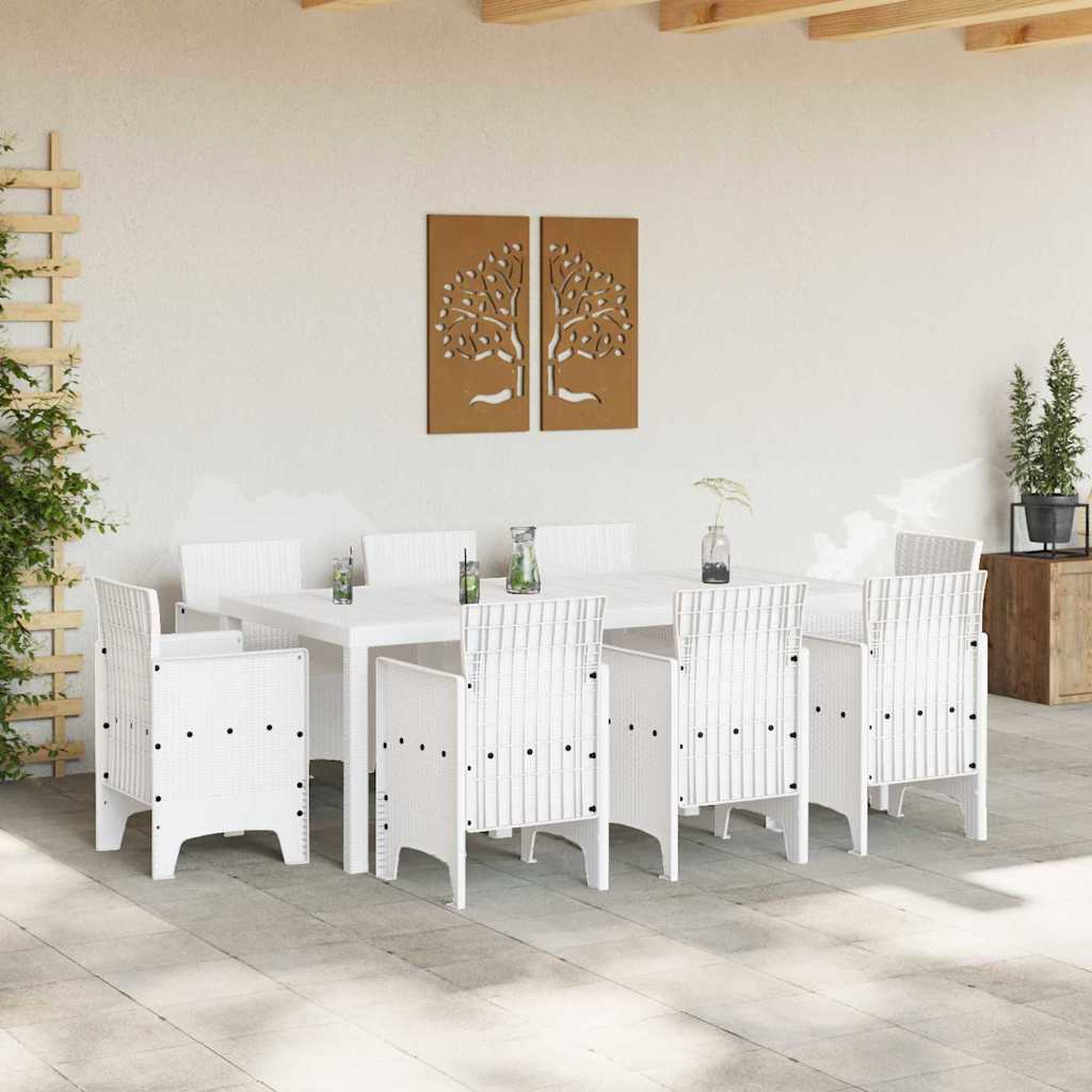 Ensemble de salle à manger pour jardin 9 pcs Blanc - XIOS