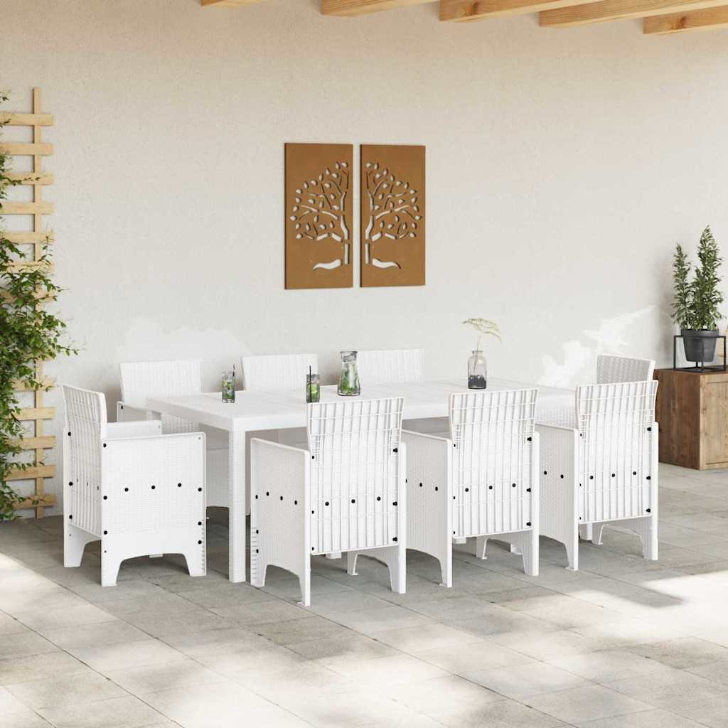 Ensemble de salle à manger pour jardin 9 pcs Blanc - XIOS