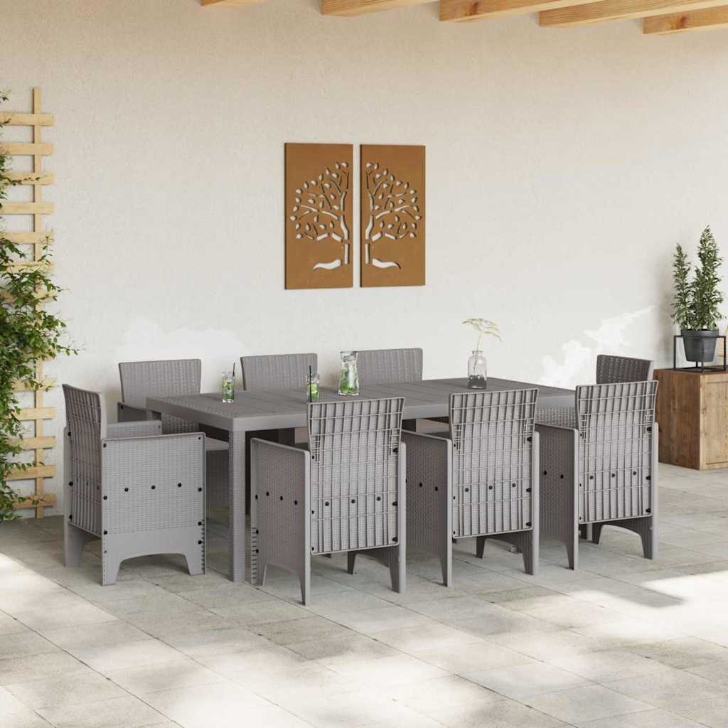 Ensemble de salle à manger pour jardin 9 pcs Gris clair - XIOS