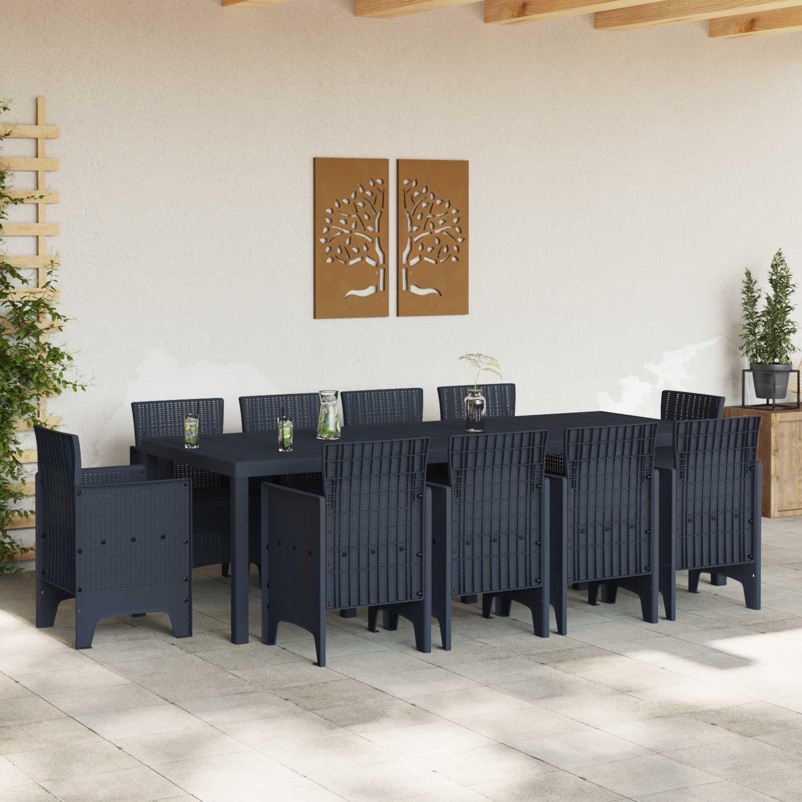 Ensemble de salle à manger pour jardin 11 pcs Anthracite - XIOS