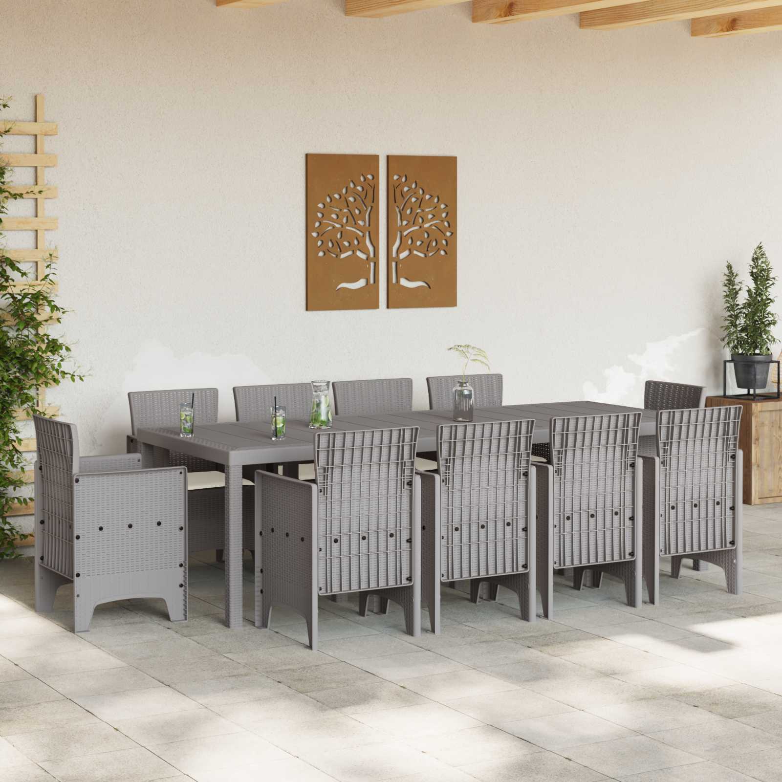 Ensemble de salle à manger pour jardin 11 pc Gris clair - XIOS