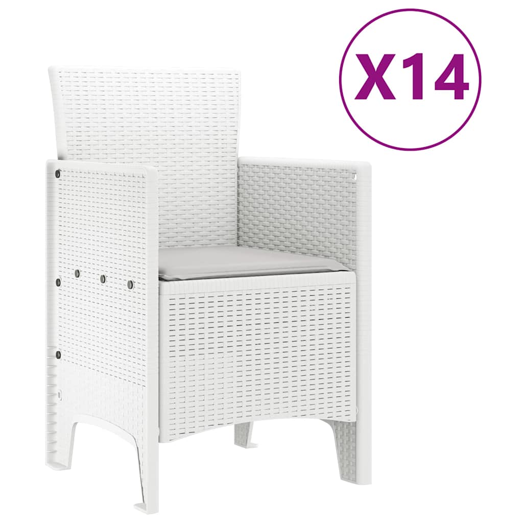 Ensemble de salle à manger pour jardin 15 pcs Blanc Rattan Polt - XIOS