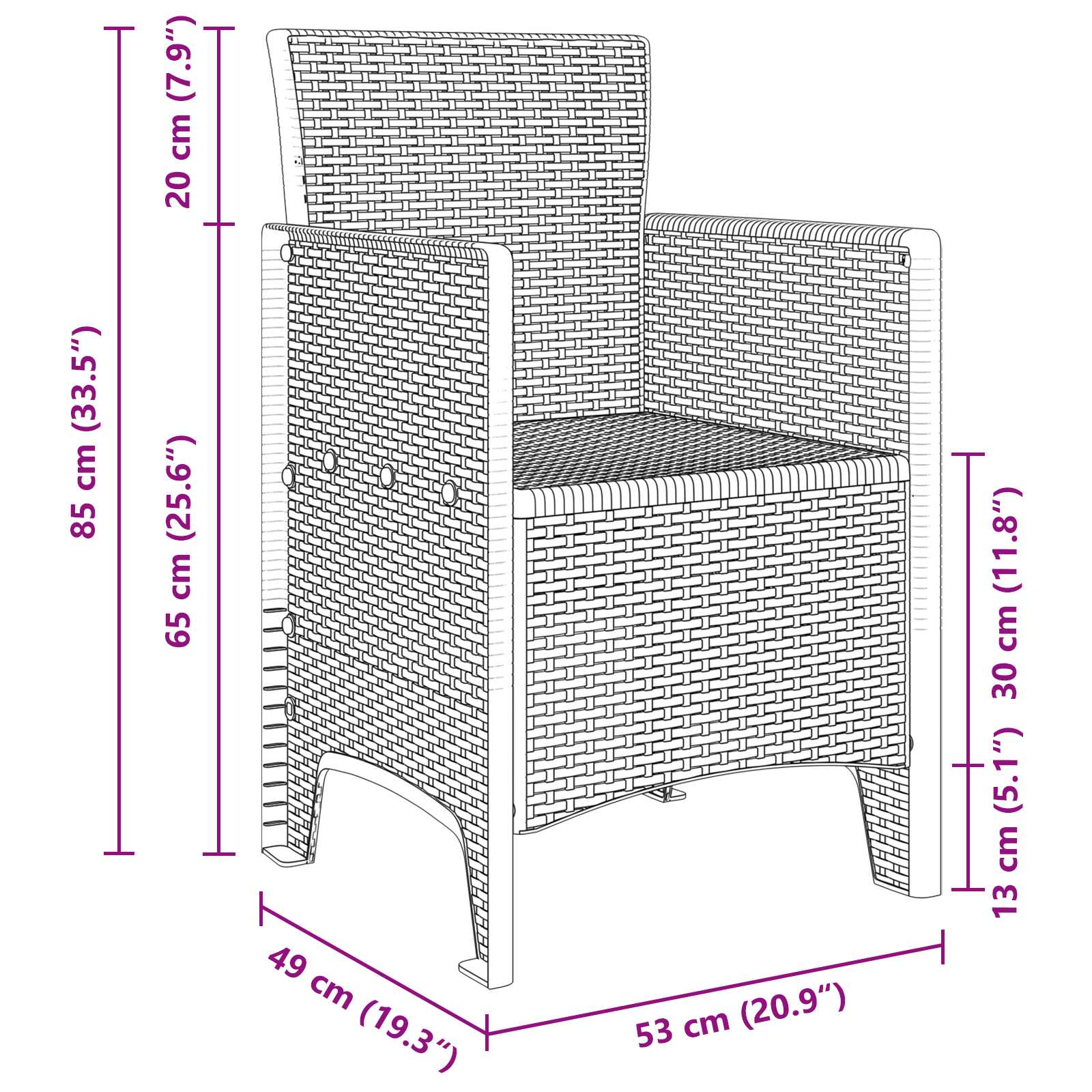 Ensemble de salle à manger pour jardin 3 pcs Marron