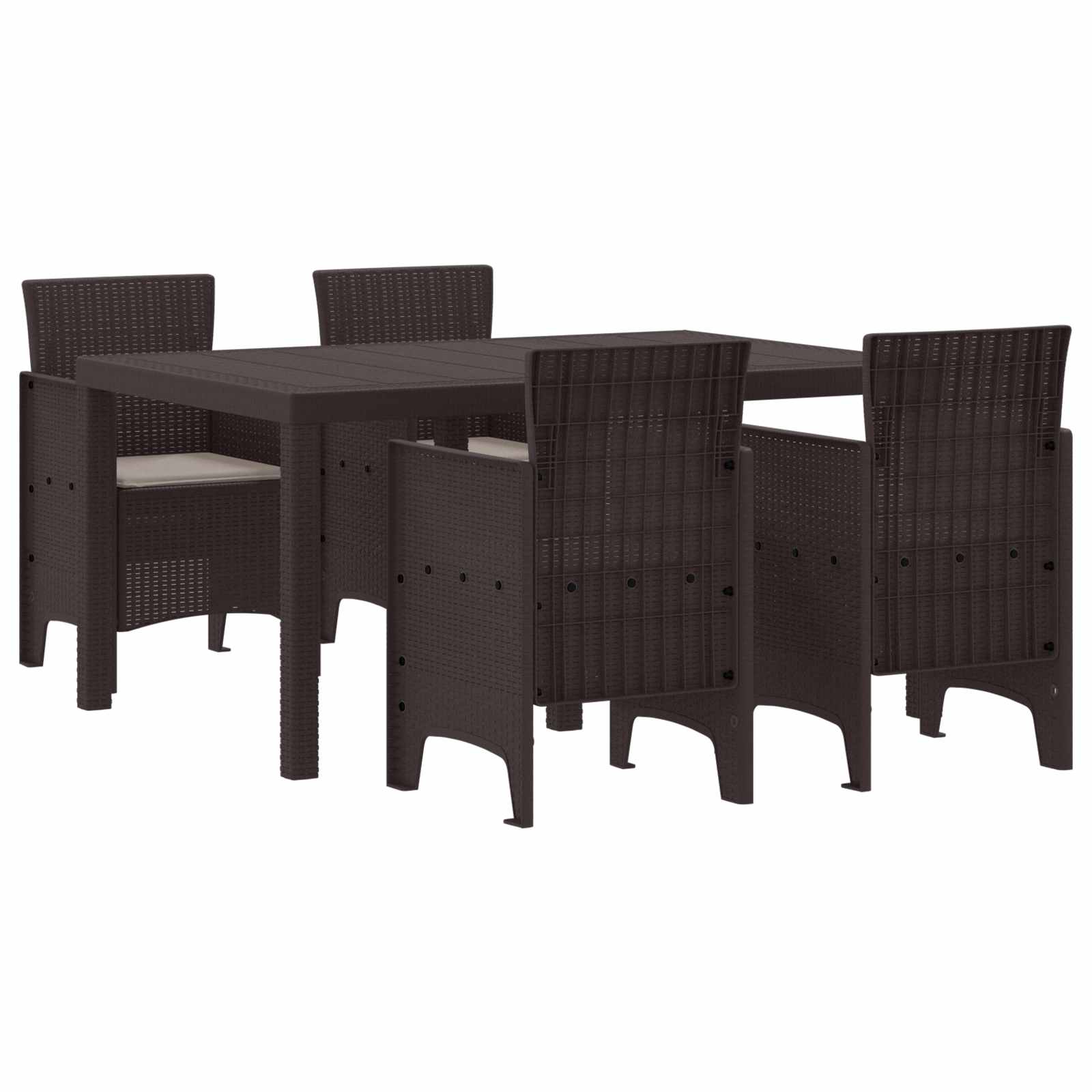 Ensemble de salle à manger pour jardin 5 pcs Marron Rattan Polt - XIOS