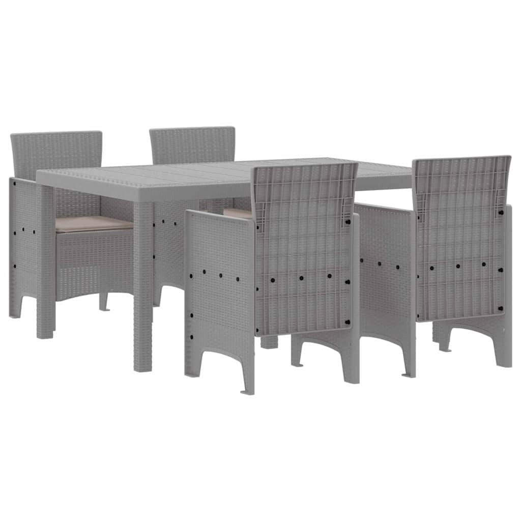 Ensemble de salle à manger pour jardin 5 pc Gris clair