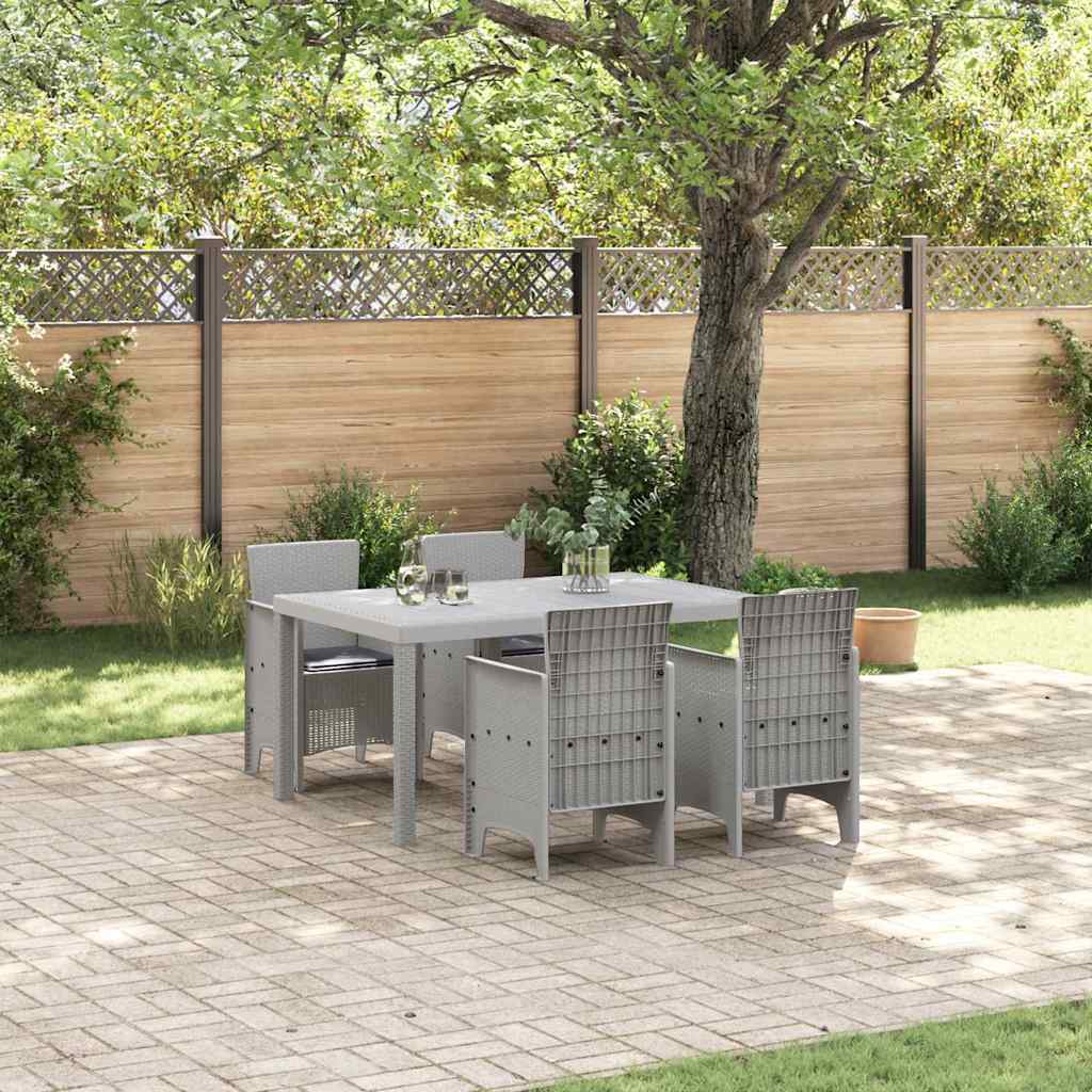 Ensemble de salle à manger pour jardin 5 pc Gris clair