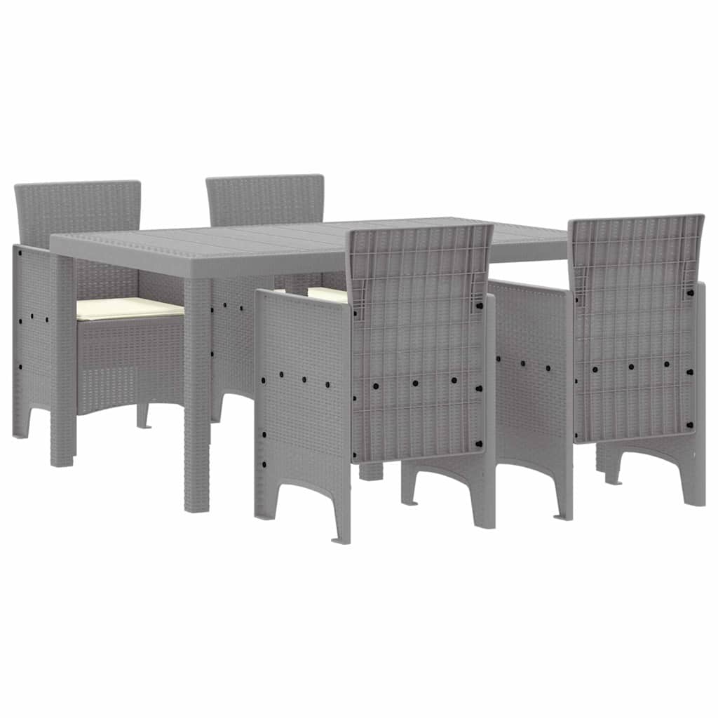 Ensemble de salle à manger pour jardin 5 pc Gris clair