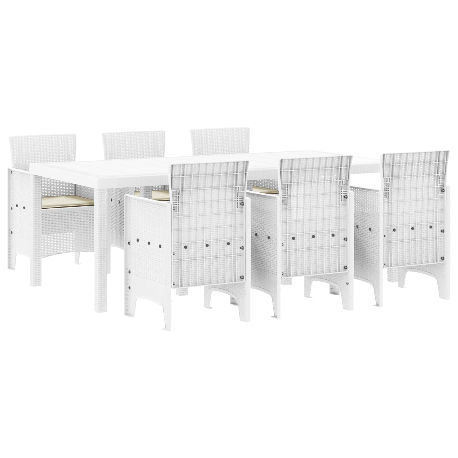 Ensemble de salle à manger pour jardin 7 pc Blanc Polypropylène