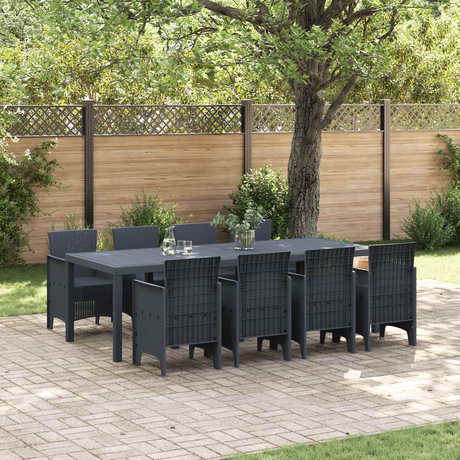 Ensemble de salle à manger pour jardin 9 pcs Anthracite - XIOS