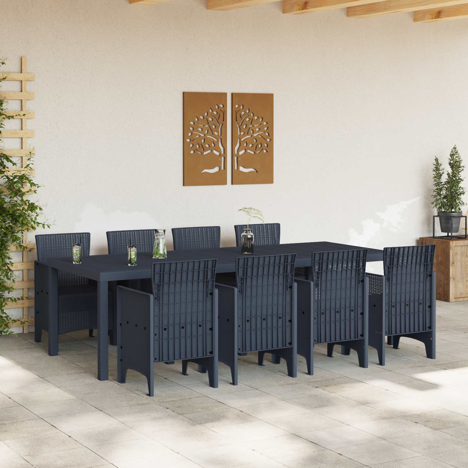 Ensemble de salle à manger pour jardin 9 pcs Anthracite - XIOS
