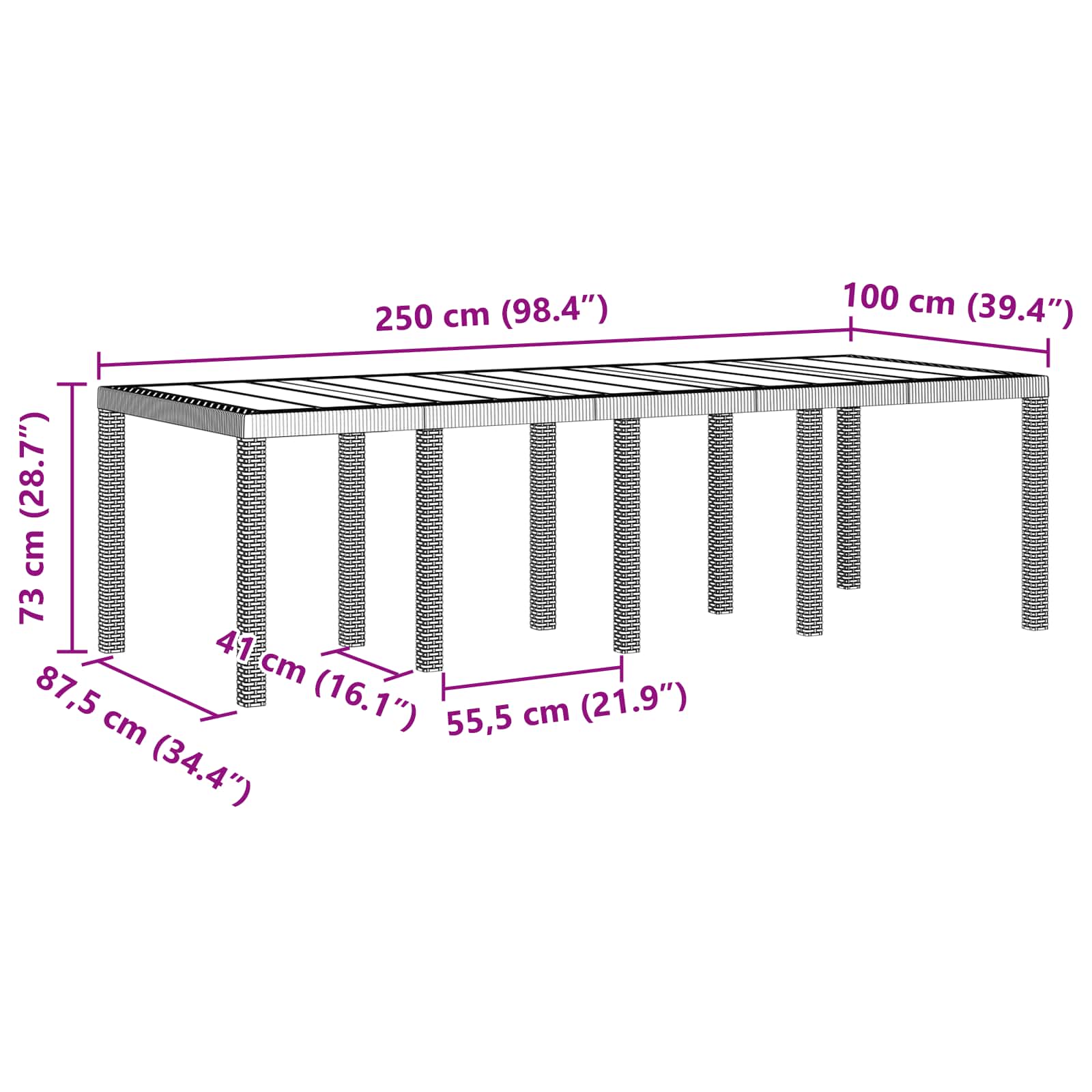 Ensemble de salle à manger pour jardin 9 pcs Anthracite - XIOS