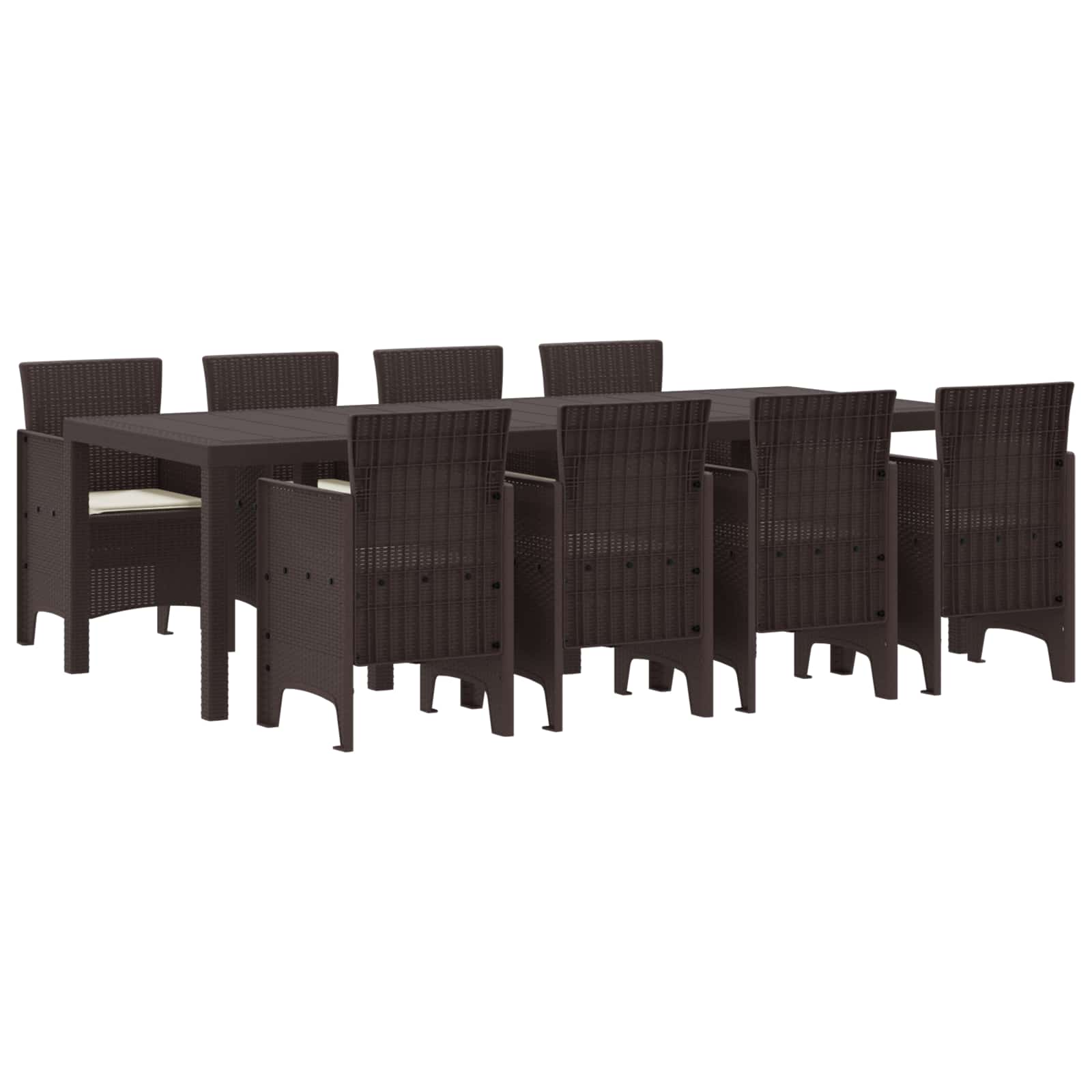 Ensemble de salle à manger pour jardin 9 pc Marron