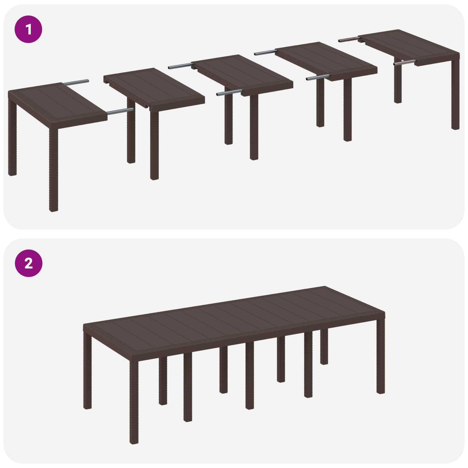 Ensemble de salle à manger pour jardin 9 pc Marron