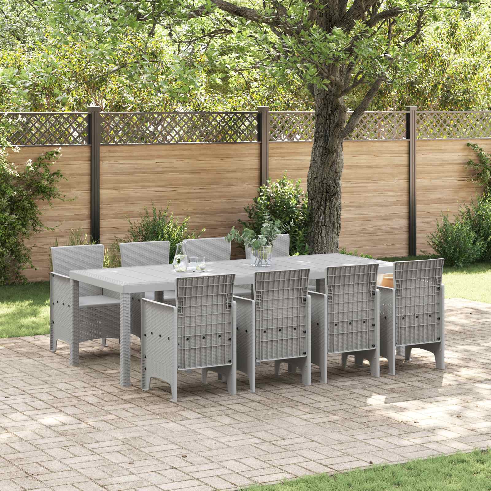 Ensemble de salle à manger pour jardin 9 pc Blanc Polypropylène - XIOS