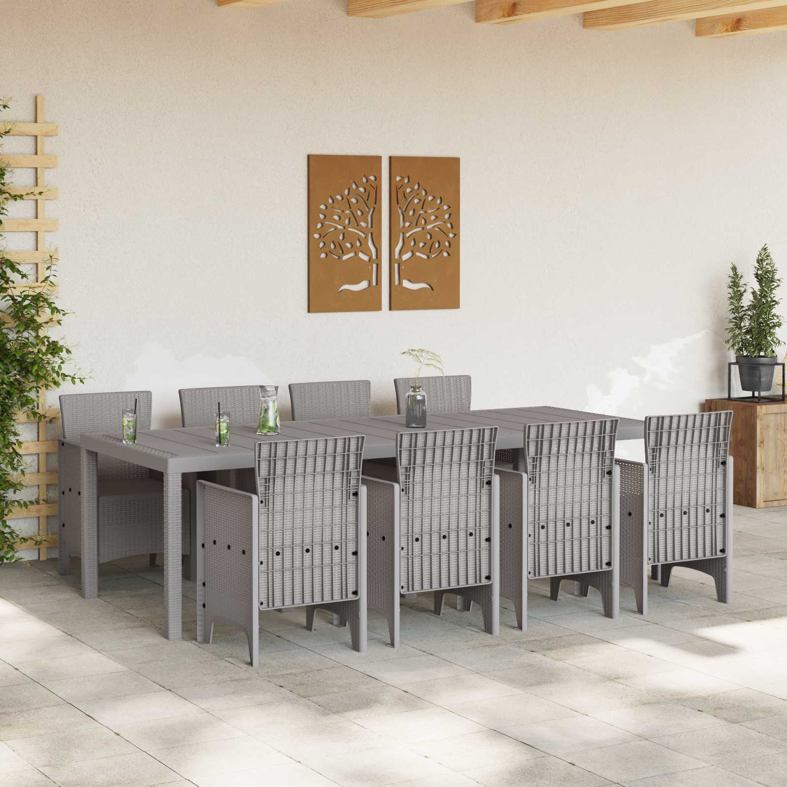 Ensemble de salle à manger pour jardin 9 pc Blanc Polypropylène - XIOS
