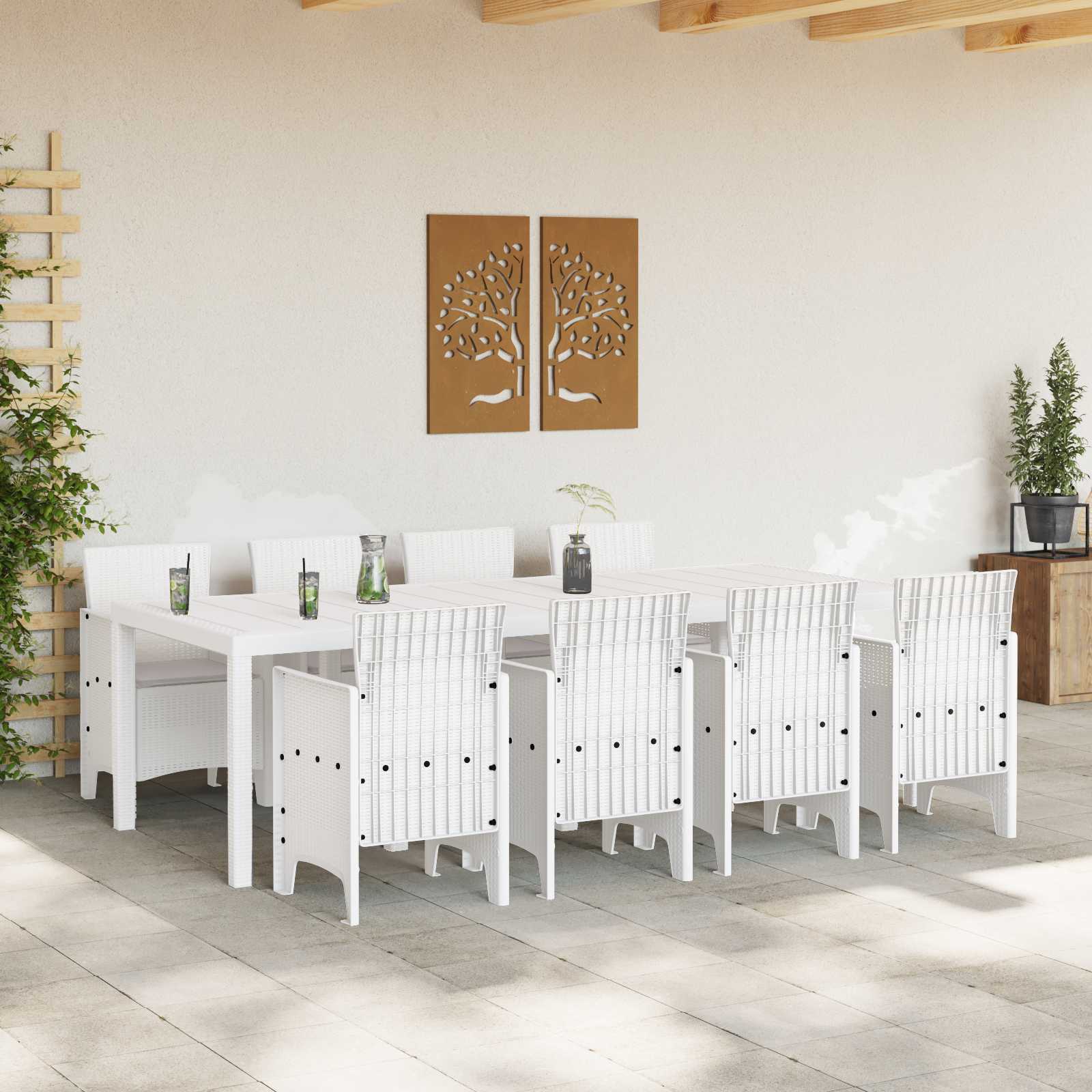 Ensemble de salle à manger pour jardin 9 pc Blanc Polypropylène - XIOS