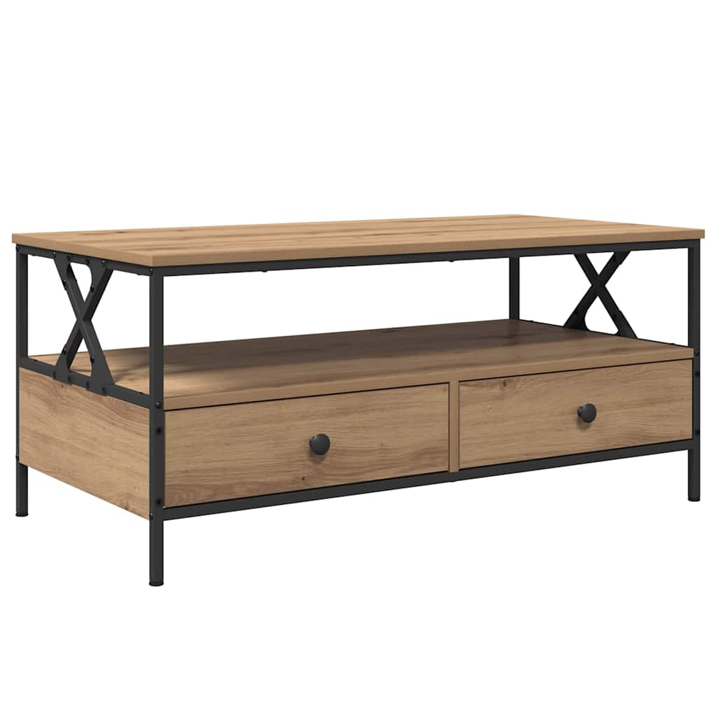 Table basse chêne artisanal 100 x 51 x 45 cm Bois d'ingénierie - XIOS