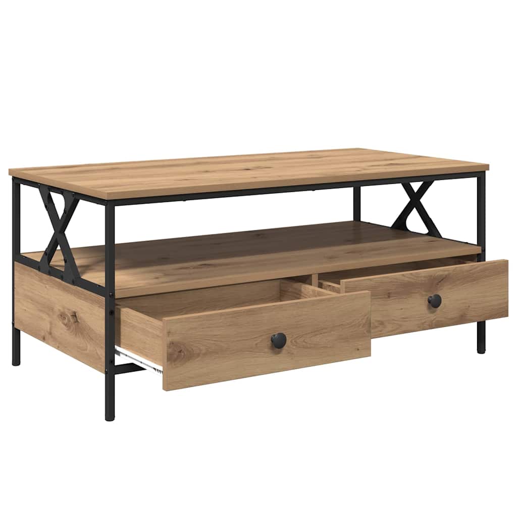 Table basse chêne artisanal 100 x 51 x 45 cm Bois d'ingénierie - XIOS