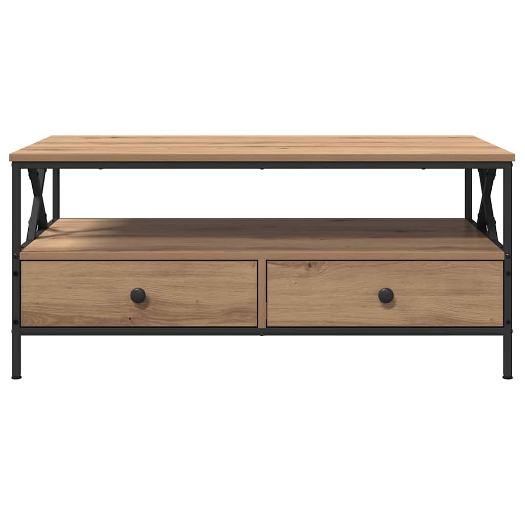 Table basse chêne artisanal 100 x 51 x 45 cm Bois d'ingénierie - XIOS