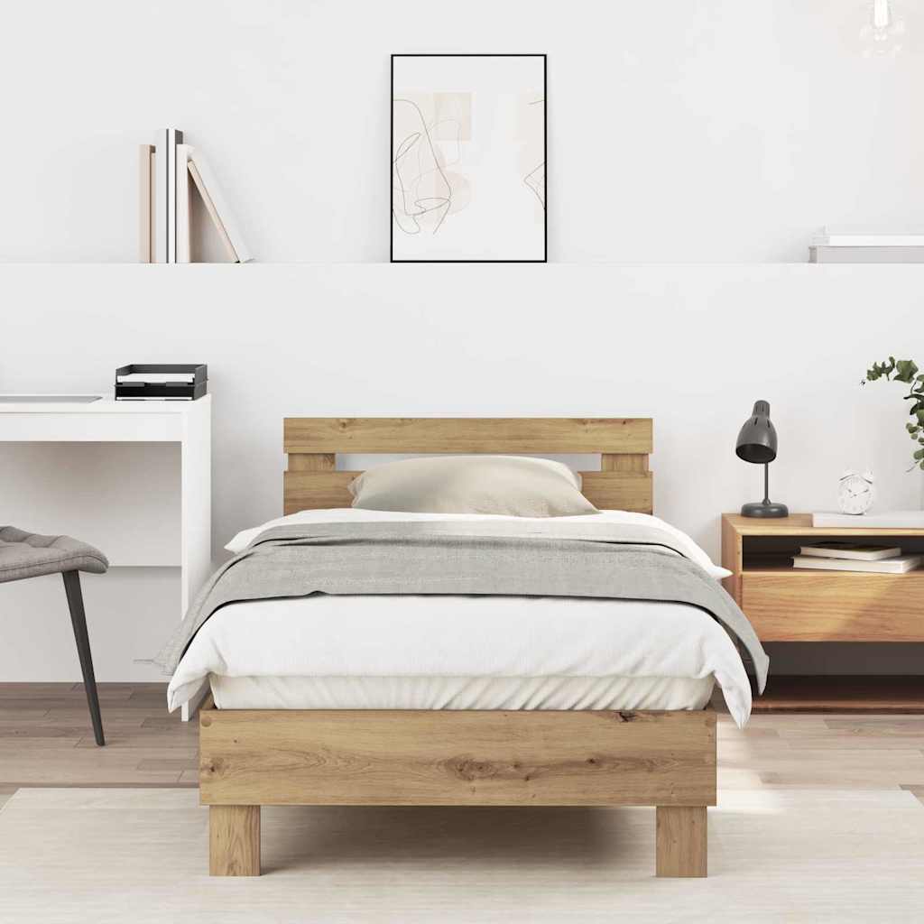 Cadre de lit Chêne artisanal 203 x 95 x 70 cm Bois d'ingénierie