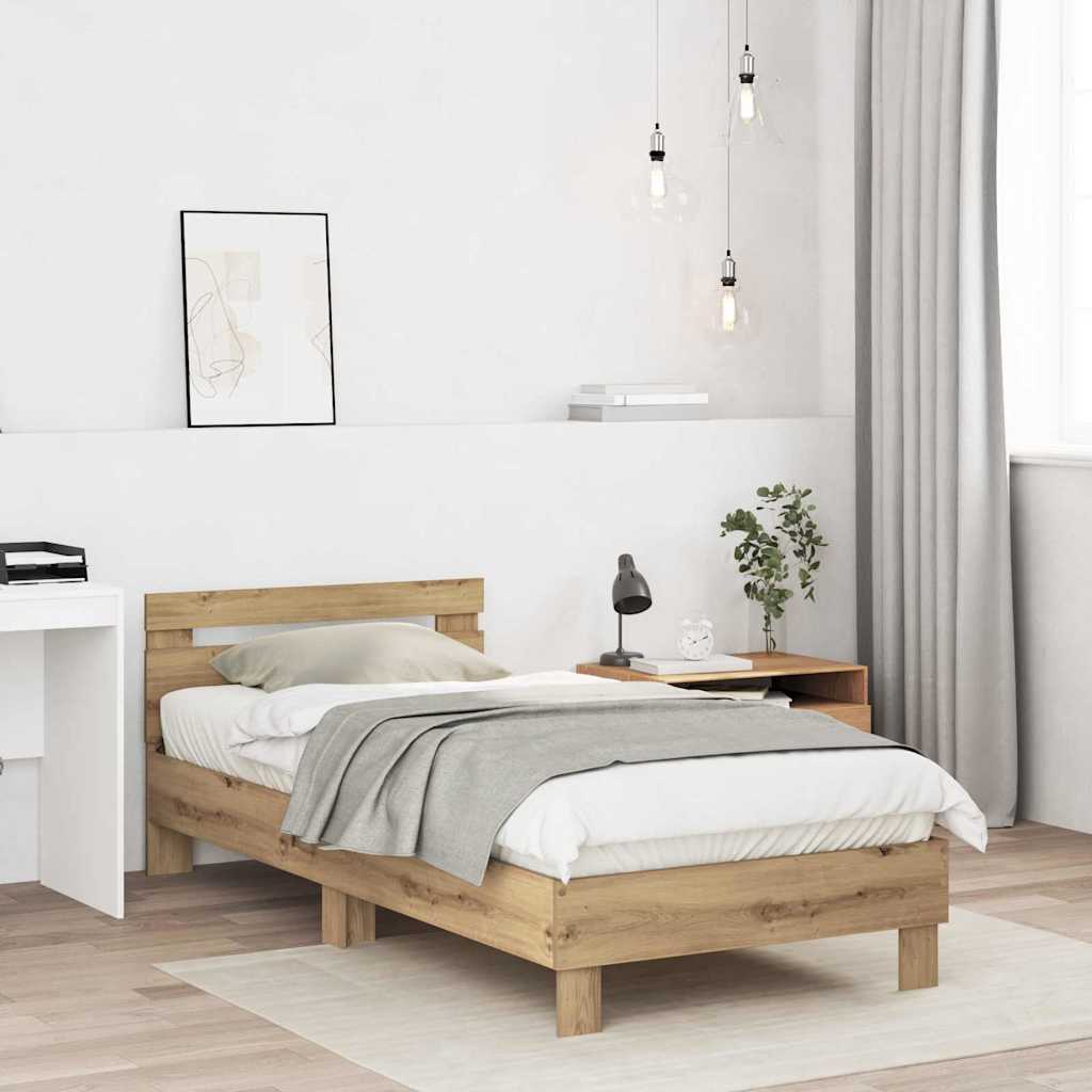Cadre de lit Chêne artisanal 203 x 95 x 70 cm Bois d'ingénierie