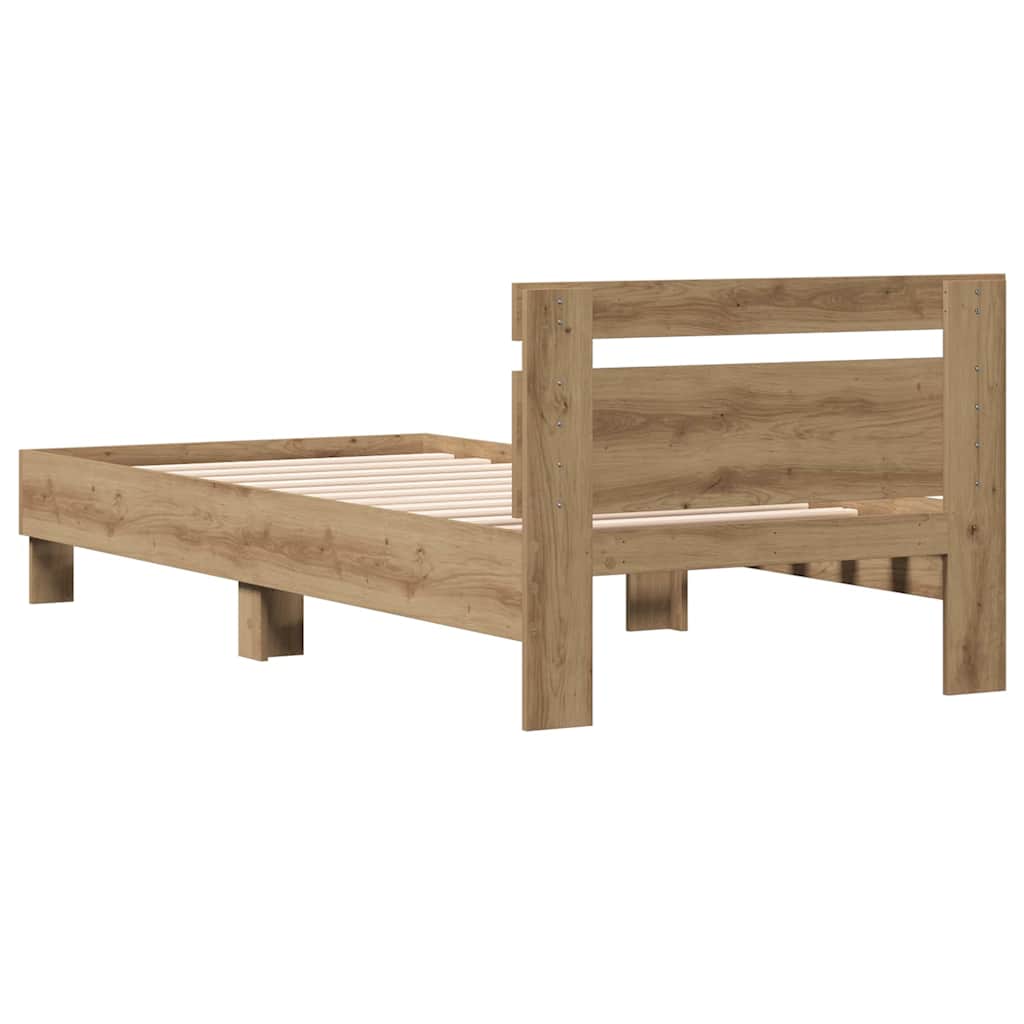 Cadre de lit Chêne artisanal 203 x 95 x 70 cm Bois d'ingénierie