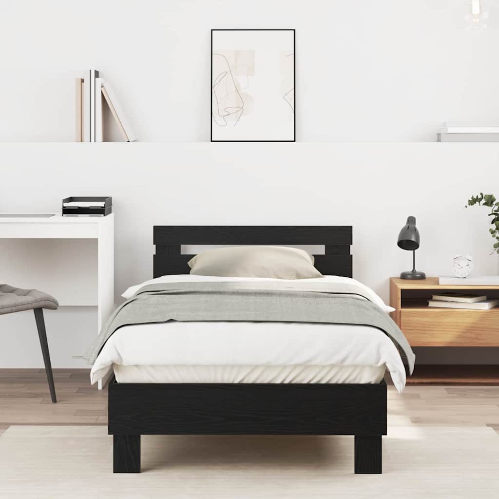 Cadre de lit Chêne noir 203 x 95 x 70 cm Bois d'ingénierie - XIOS