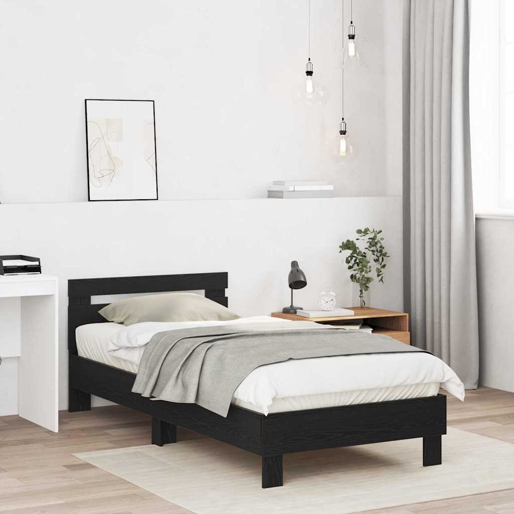Cadre de lit Chêne noir 203 x 95 x 70 cm Bois d'ingénierie - XIOS